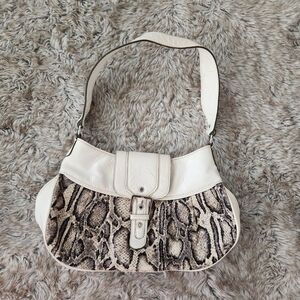 Unbranded Snakeskin Print White Vegan‎ Leather Handbag